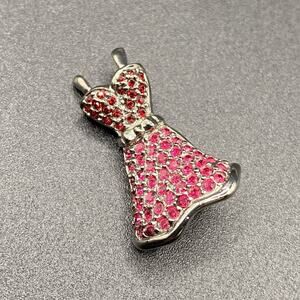 Swarovski Crystal Little Red Dress Brooch Pin Signed Swan Heart Association